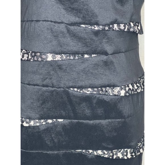 Scarlet Nite One shoulder woman’s size 14 black and cream mini party dress layer - Picture 9 of 14